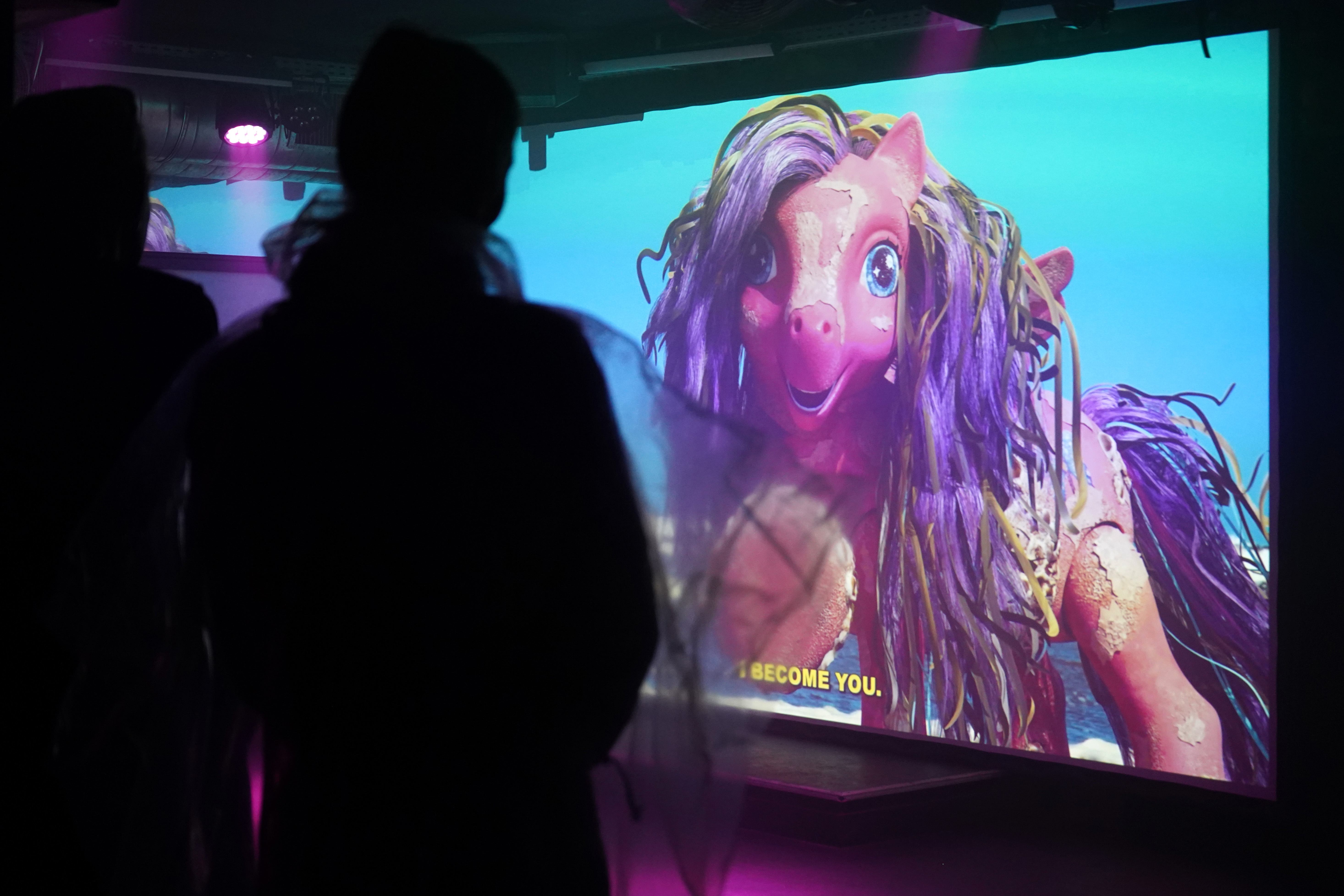 VR still of Abel Tasman figure reimagined in surreal digital museum environment