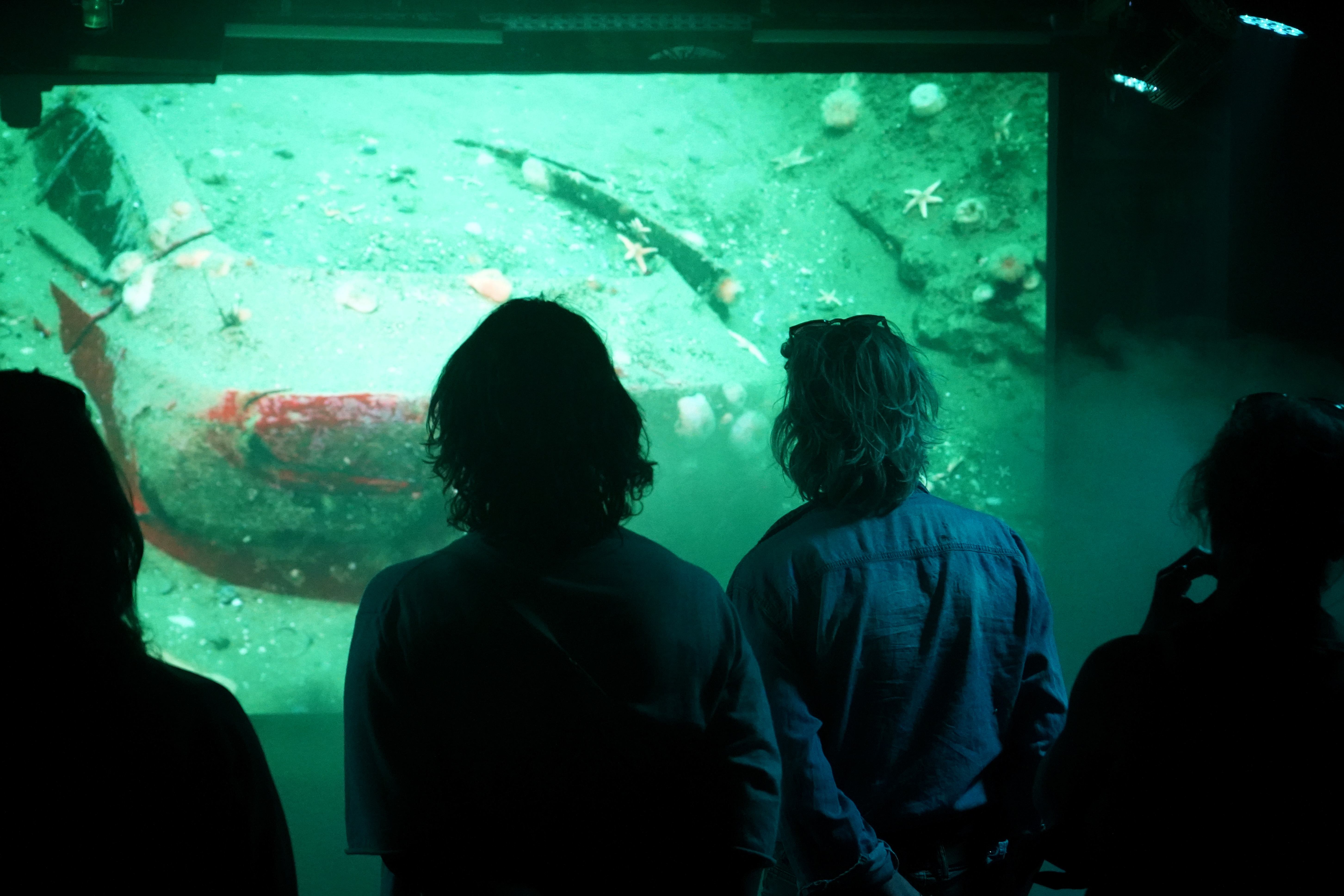 VR still of Abel Tasman figure reimagined in surreal digital museum environment