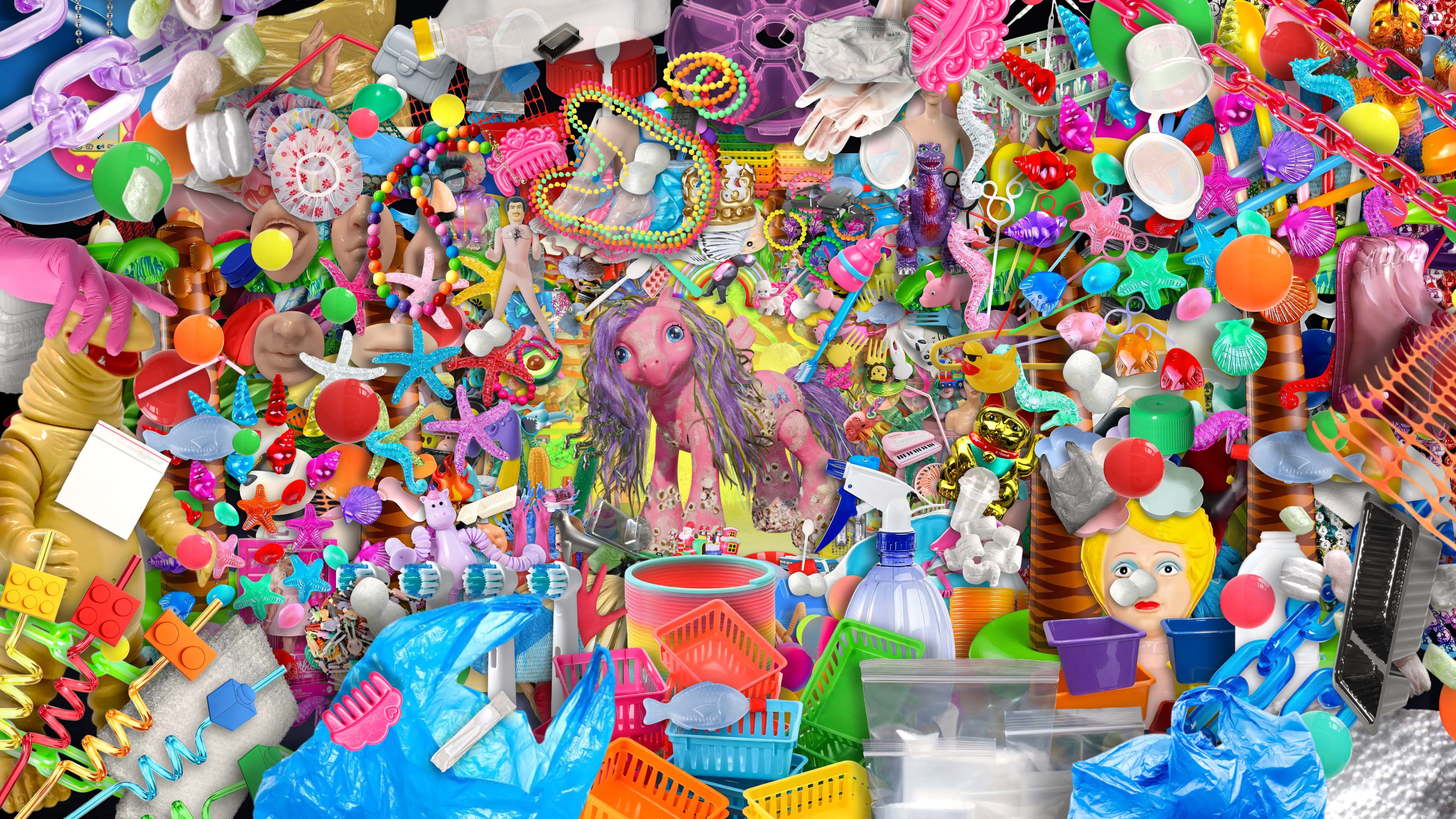 VR still of Abel Tasman figure reimagined in surreal digital museum environment