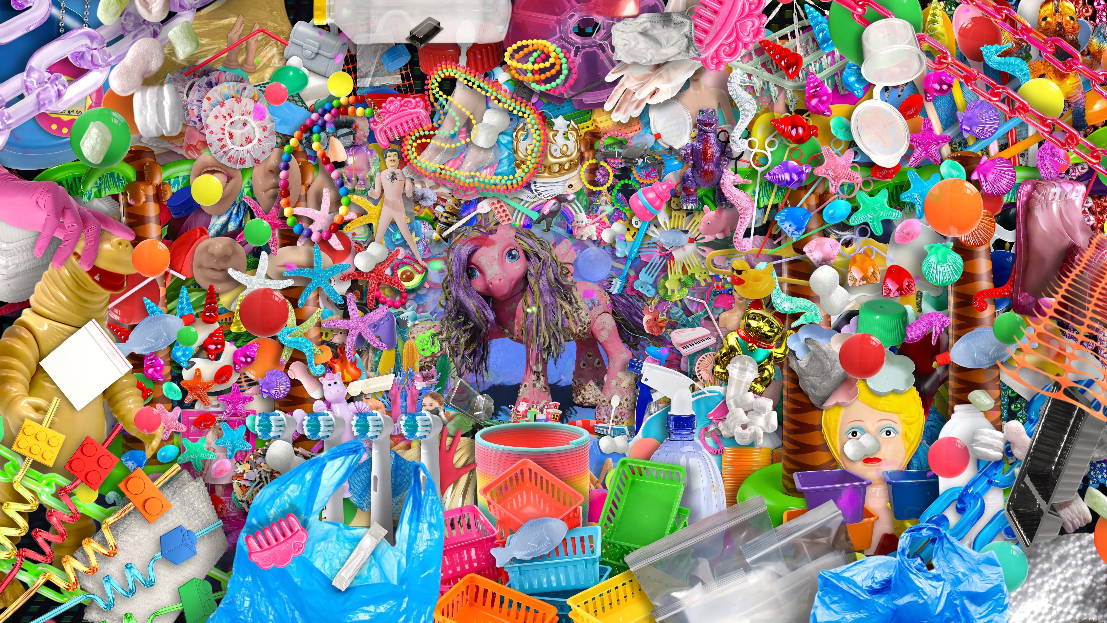 VR still of Abel Tasman figure reimagined in surreal digital museum environment