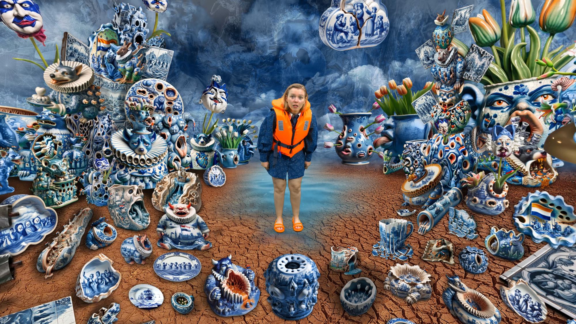 VR art installation exploring postcolonial narratives and ecological collapse